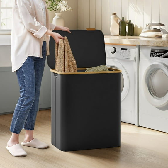 Fremgard SortiSpace Laundry Basket – 150L Foldable Laundry Basket with 2 Compartments