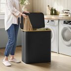 Fremgard SortiSpace Laundry Basket – 150L Foldable Laundry Basket with 2 Compartments