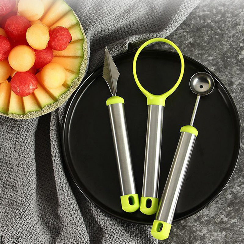 Fremgard 3-Piece Fruit Cutter & Melon Baller Set – Stainless Steel Kitchen Tool