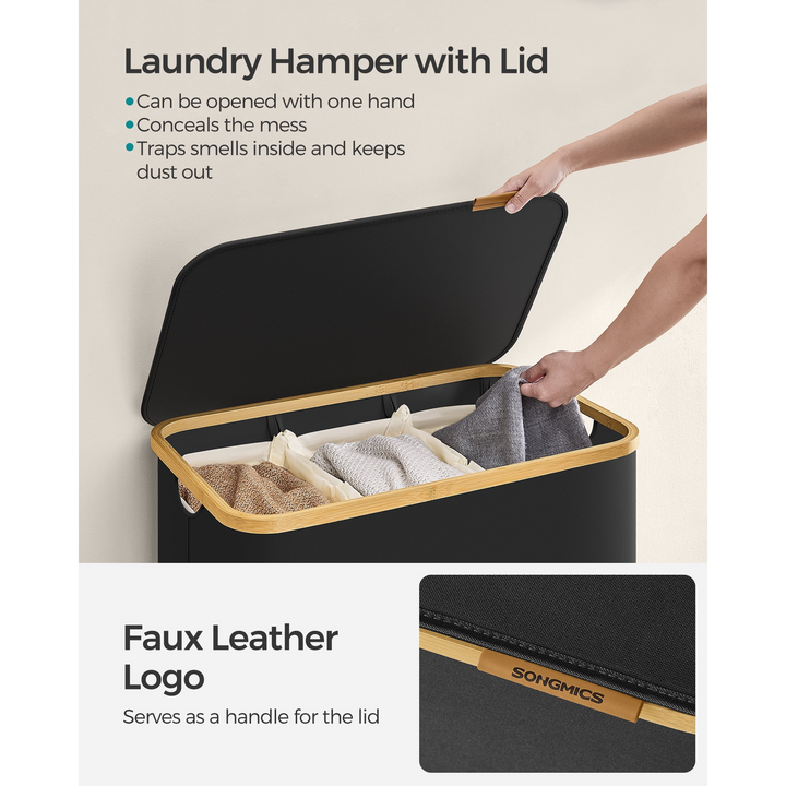 Fremgard SortiSpace Laundry Basket – 150L Foldable Laundry Basket with 2 Compartments