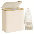 Fremgard SortiSpace Laundry Basket – 150L Foldable Laundry Basket with 2 Compartments Beige