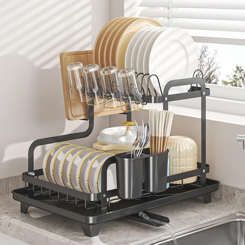 Fremgard 2-Tier Dish Drying Rack – Double Level Plate & Utensil Organizer