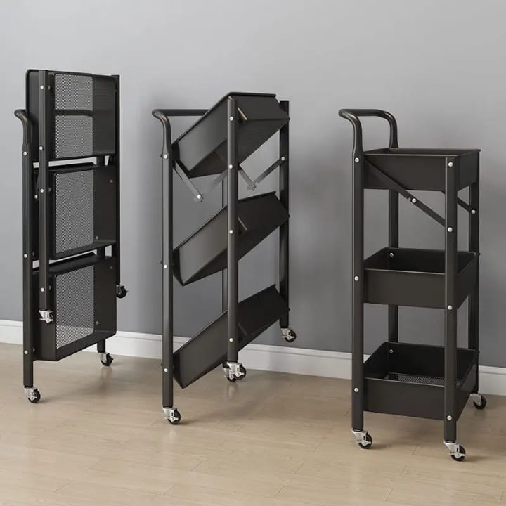 Fremgard 3-Tier Rolling Storage Cart – Mobile Metal Kitchen Organizer with Wheels