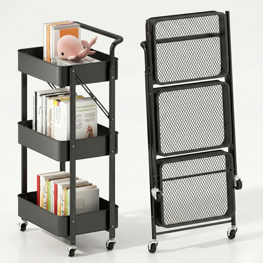 Fremgard 3-Tier Rolling Storage Cart – Mobile Metal Kitchen Organizer with Wheels