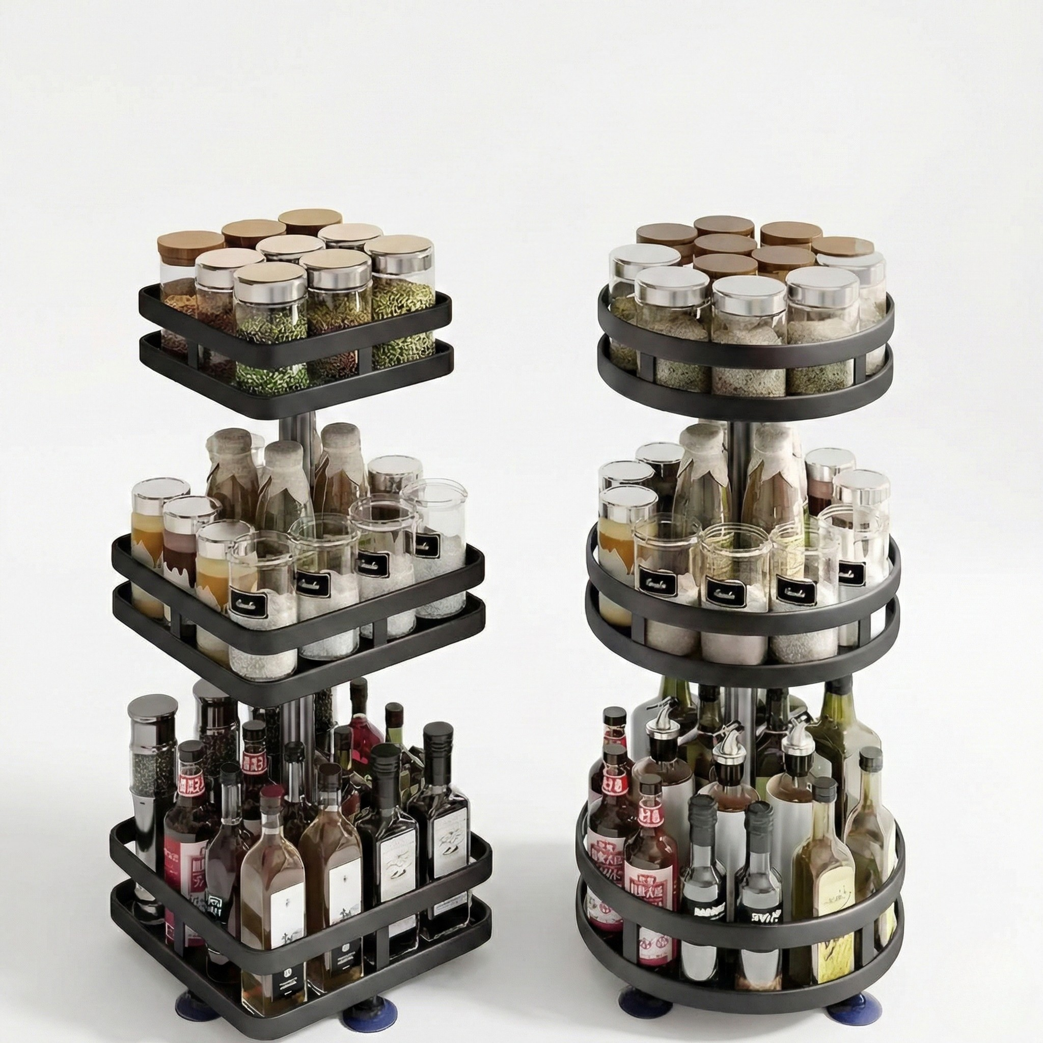 Fremgard 360° Rotating Spice Organizer – Adjustable Multi-Tier Kitchen Storage Rack