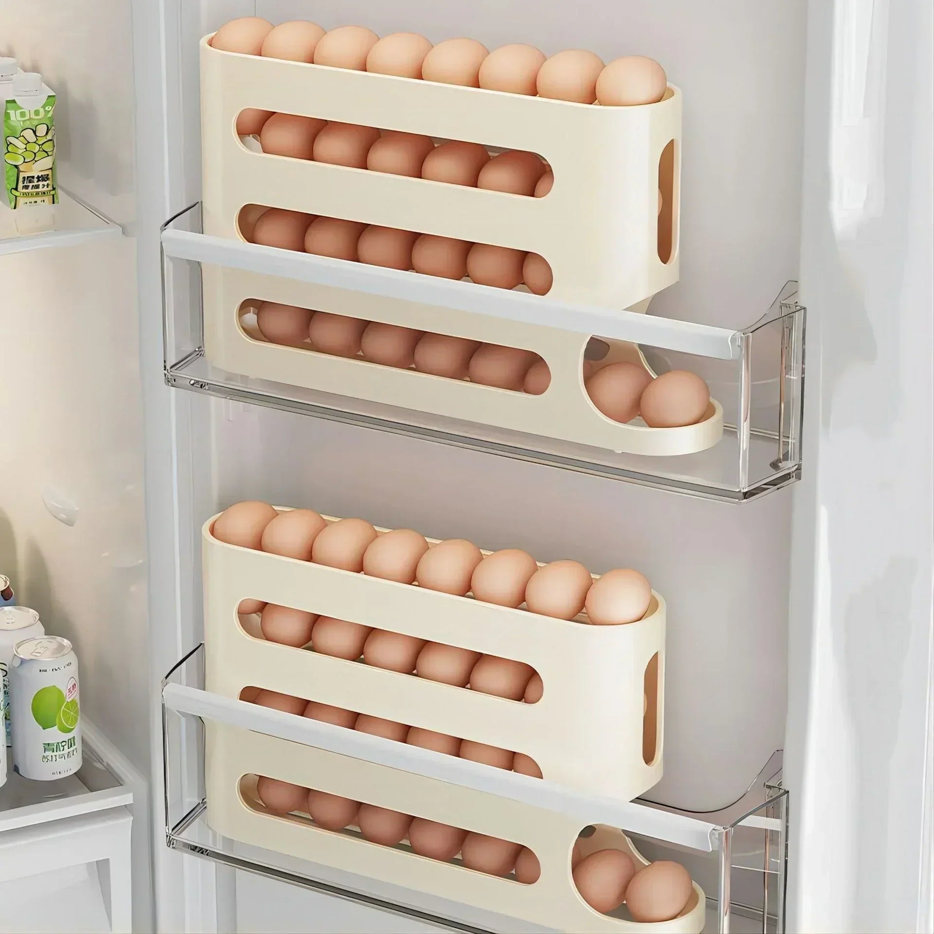 Fremgard 4-Level Rolling Egg Organizer – Refrigerator Space-Saving Storage Rack