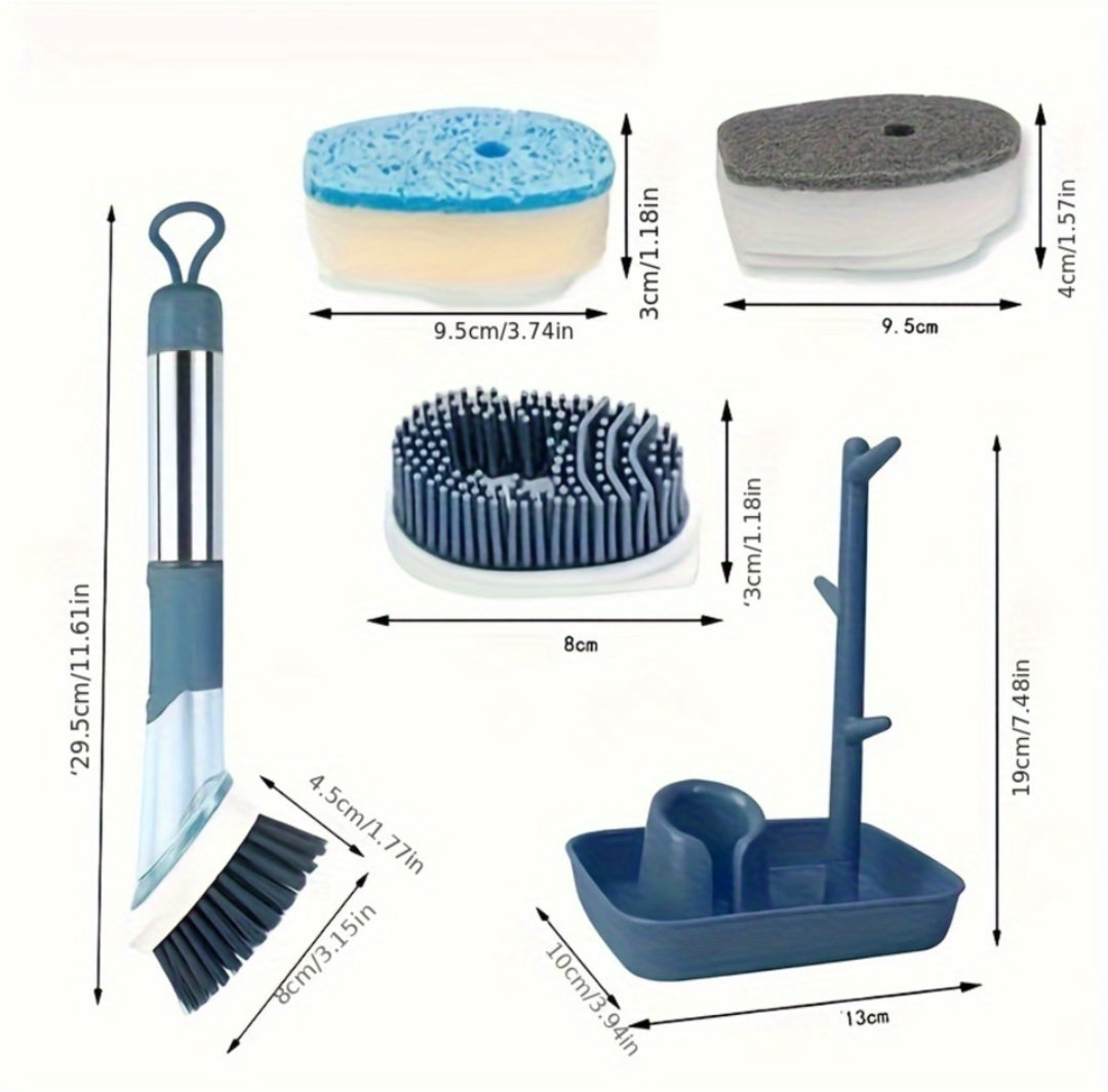 Fremgard 4-in-1 Cleaning Brush Set with Soap Dispenser – Kitchen Scrubbing Kit