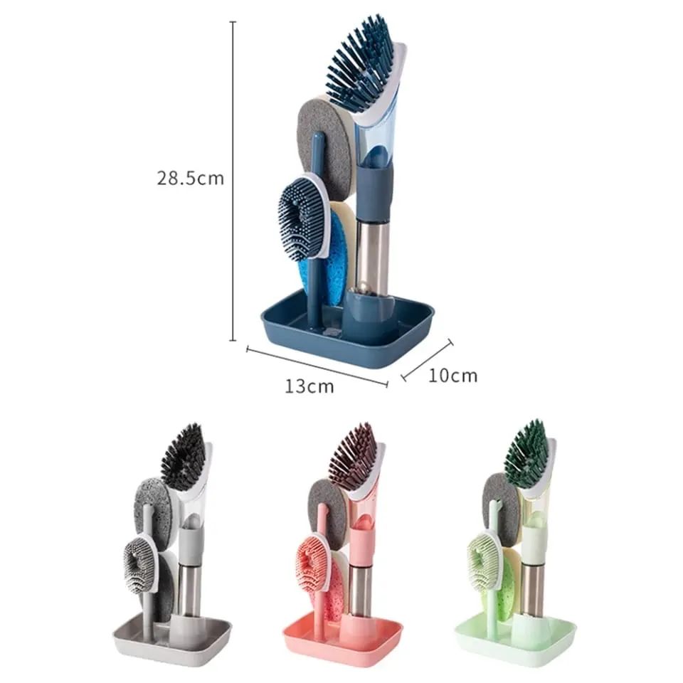 Fremgard 4-in-1 Cleaning Brush Set with Soap Dispenser – Kitchen Scrubbing Kit