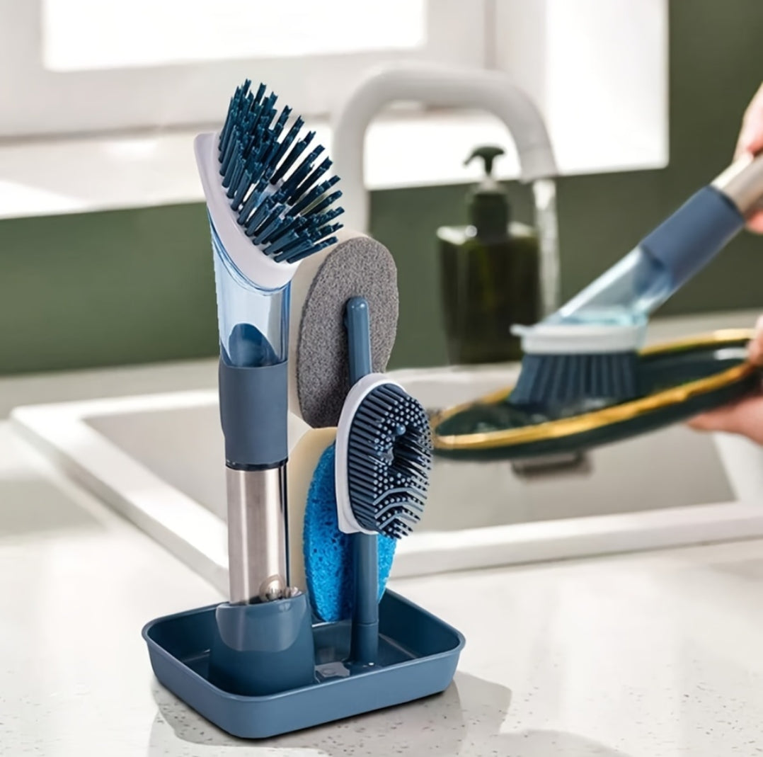 Fremgard 4-in-1 Cleaning Brush Set with Soap Dispenser – Kitchen Scrubbing Kit