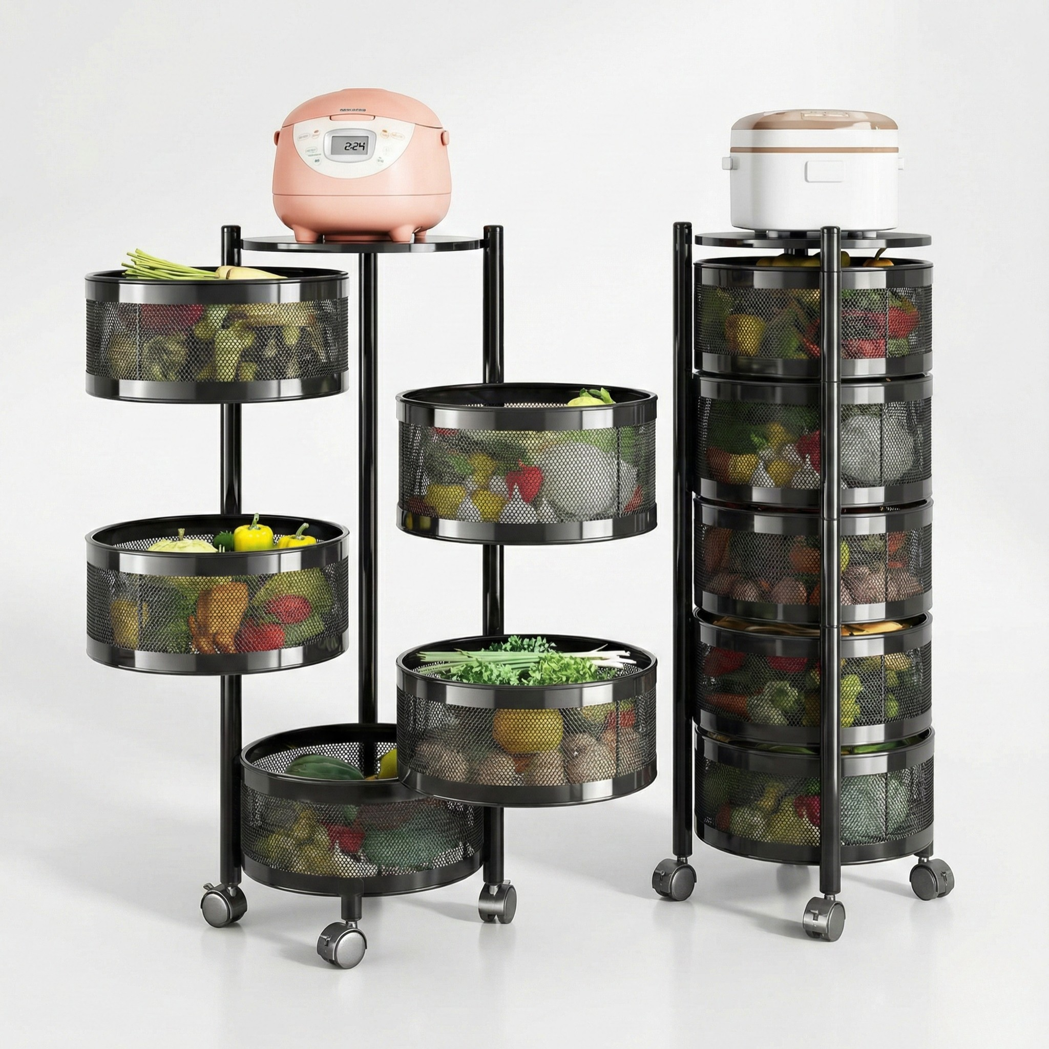 Fremgard 5-Tier Rotating Kitchen Storage Rack – Round Metal Organizer Shelf