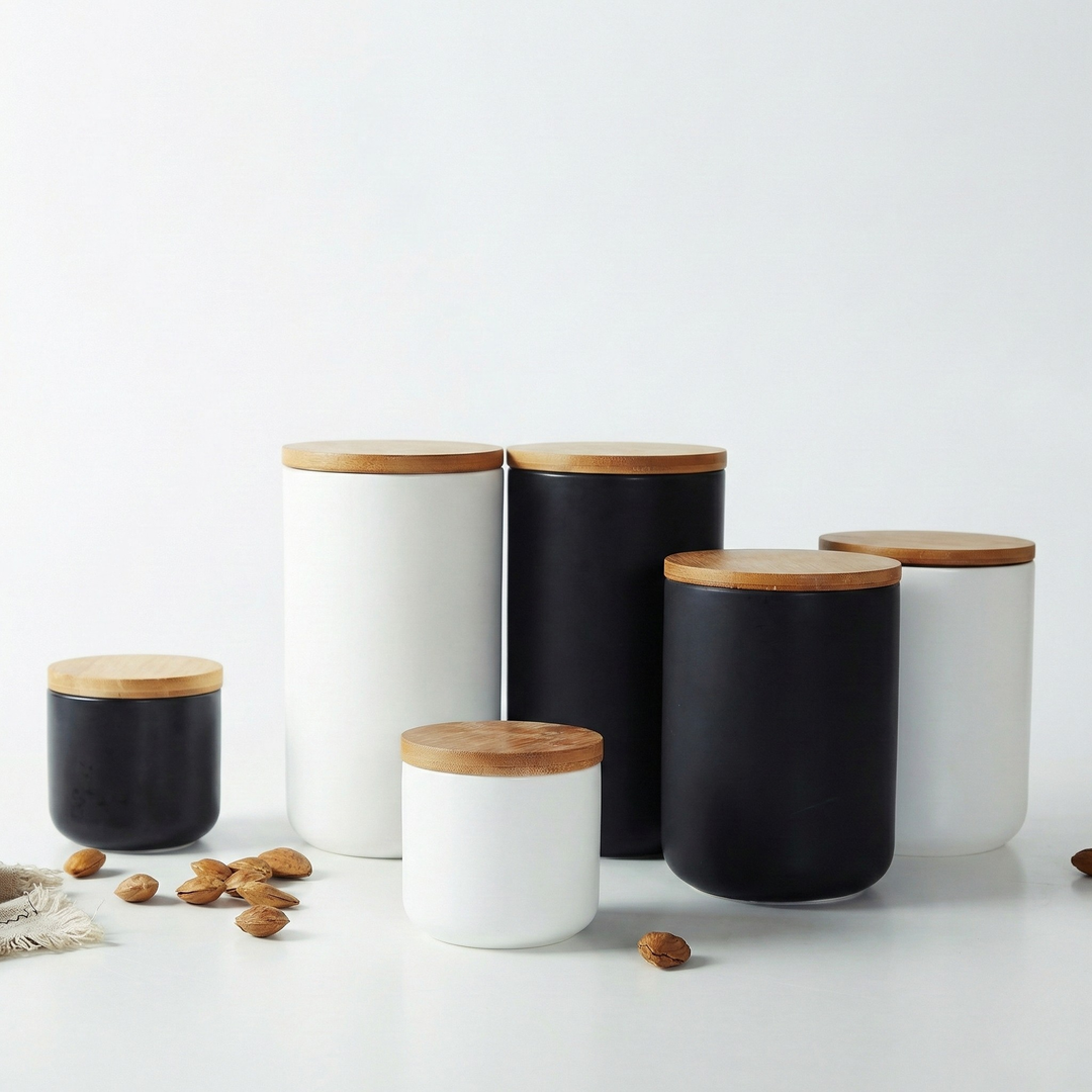 Fremgard Ceramic Storage Containers with Bamboo Lids