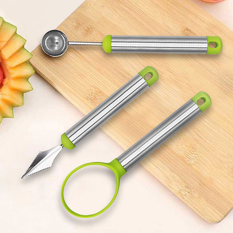 Fremgard 3-Piece Fruit Cutter & Melon Baller Set – Stainless Steel Kitchen Tool