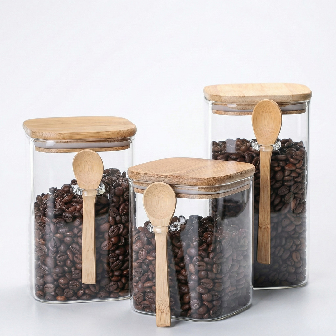 Fremgard Glass Food Storage Containers with Bamboo Lids