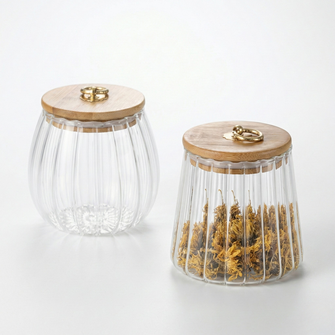 Fremgard Glass Storage Containers with Wooden Lids