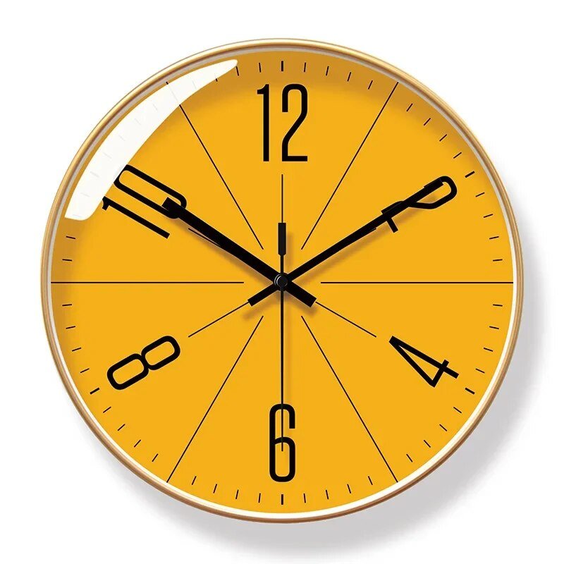Fremgard Modern Nordic Wall Clock – Minimalist Decorative Clock for Home Gold frame Orange face