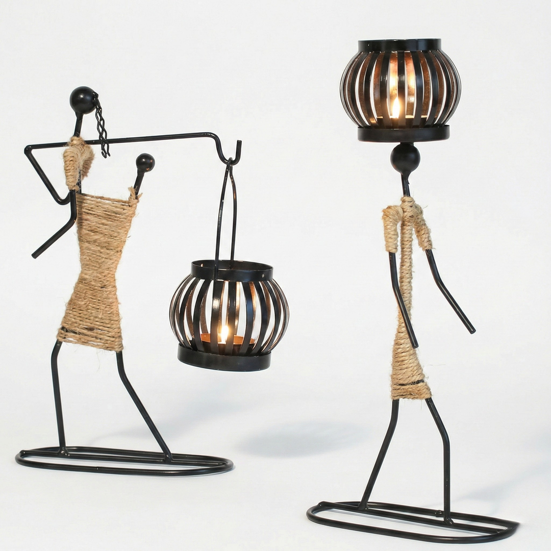 Fremgard Vintage-Inspired Figurine Candle Holder – Decorative Metal Candle Stand