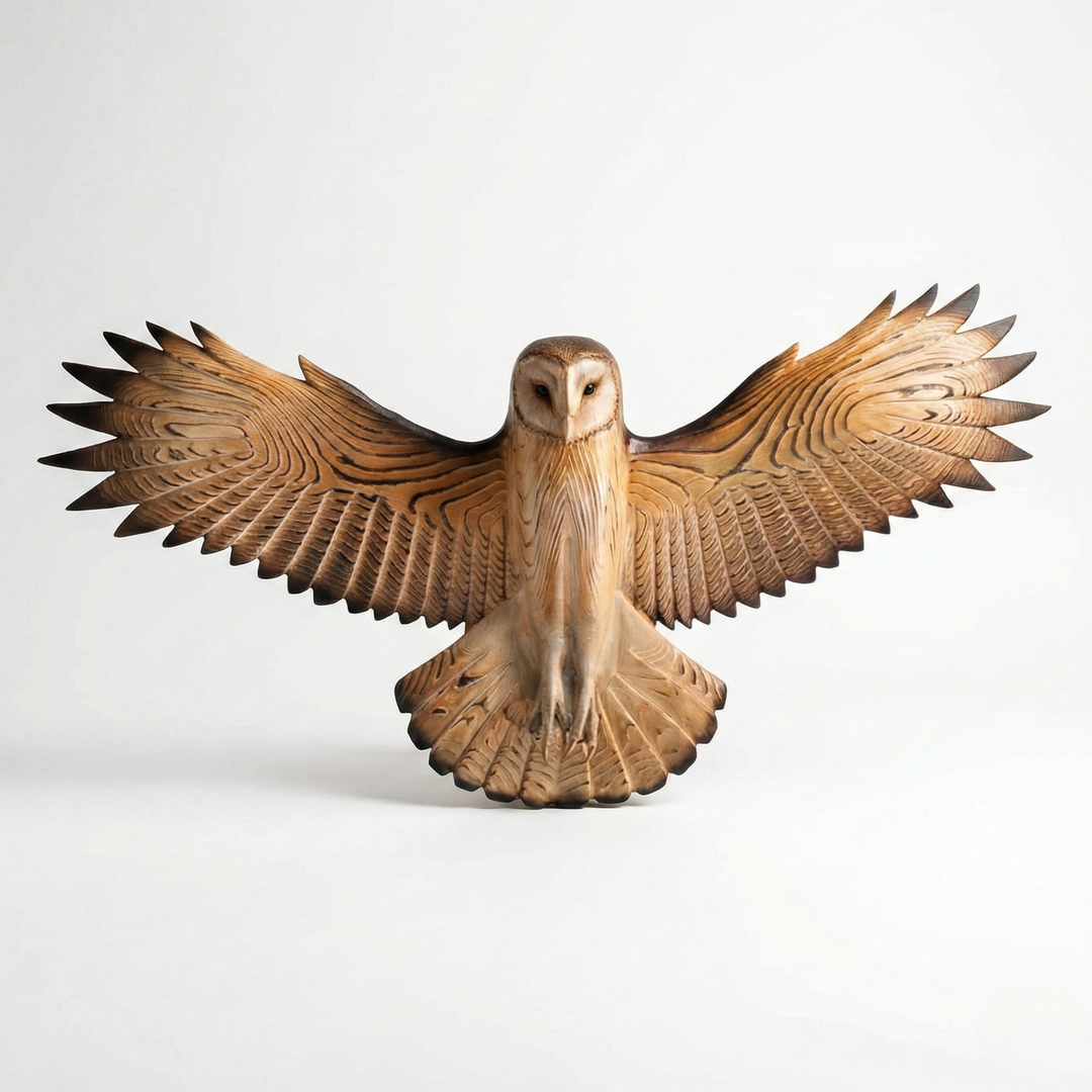 Fremgard Wooden Wall Decoration Owl “Majestic” – Sculptural Wooden Wall Art