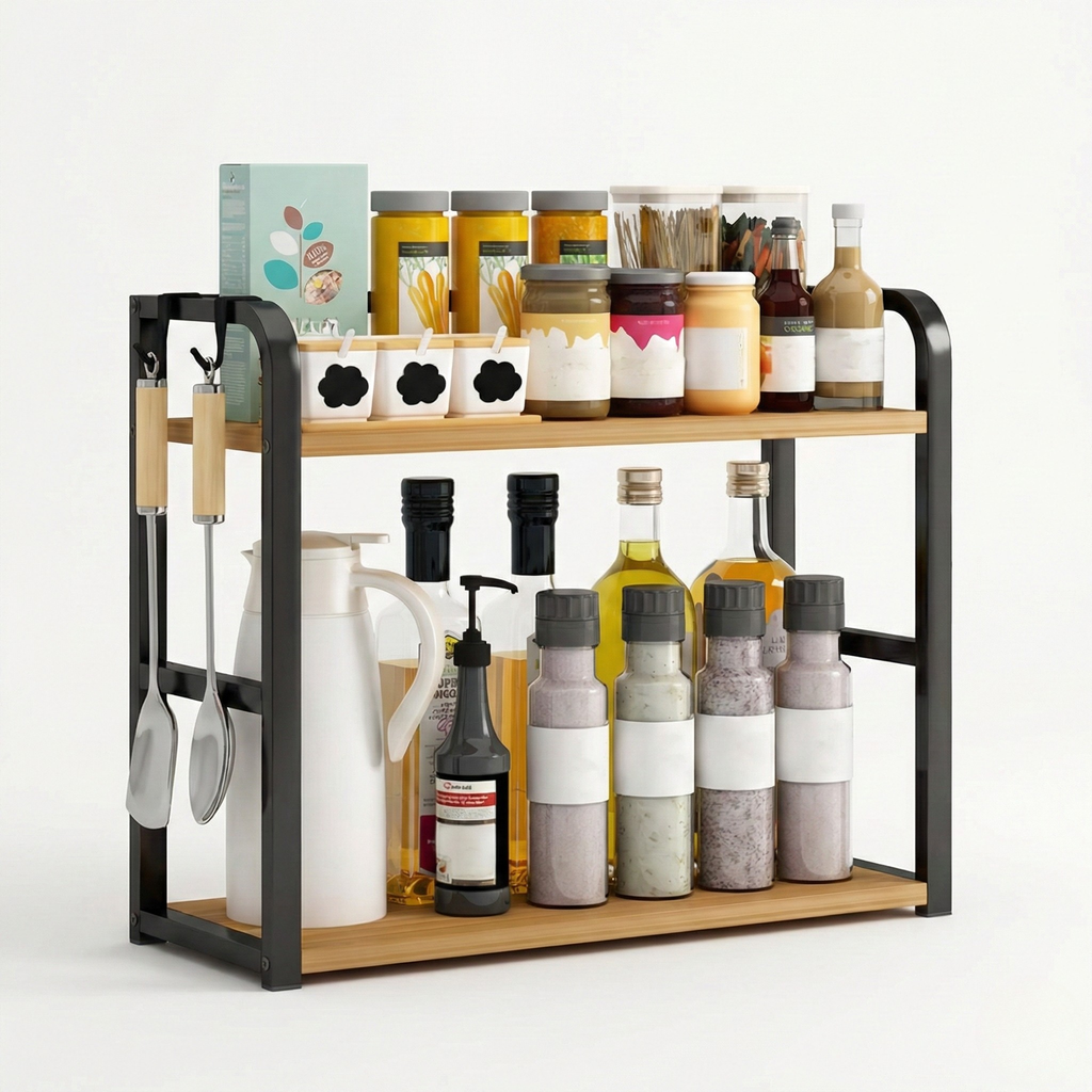 Fremgard 2-Tier Stainless Steel Spice Rack – Open Kitchen Counter Organizer