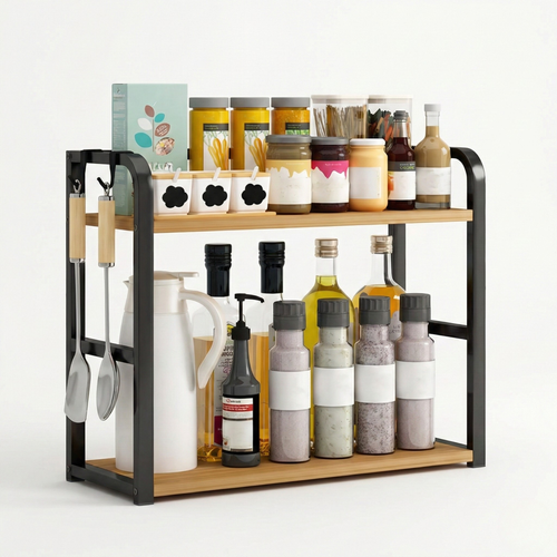 Fremgard 2-Tier Stainless Steel Spice Rack – Open Kitchen Counter Organizer