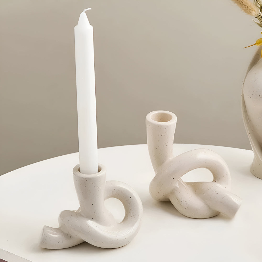 Fremgard Knot Ceramic Candle Holder – Sculptural Decorative Holder for Home