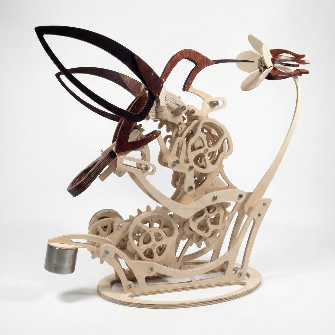 Fremgard Wooden Kinetic Hummingbird Model – Mechanical Moving Bird Sculpture
