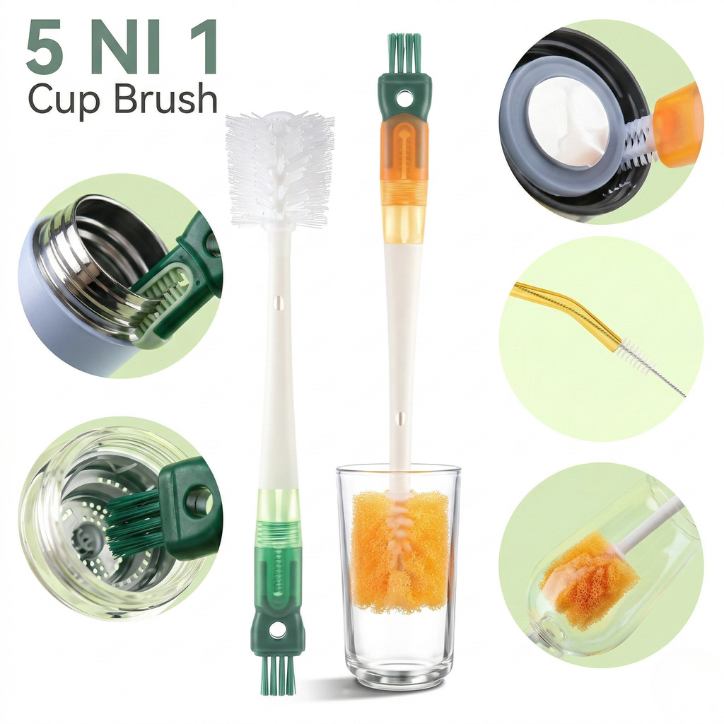 Fremgard 5-in-1 Bottle Cleaning Brush Set with Long Handle