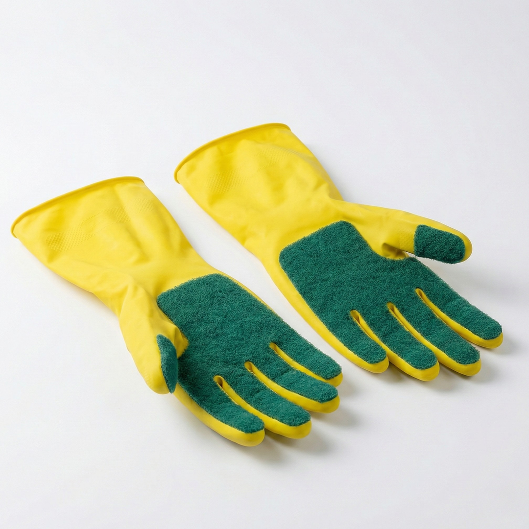 Fremgard Silicone Cleaning Gloves with Scrubber for Kitchen and Bathroom