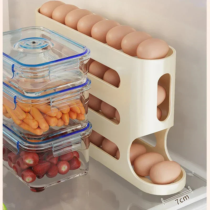 Fremgard 4-Level Rolling Egg Organizer – Refrigerator Space-Saving Storage Rack