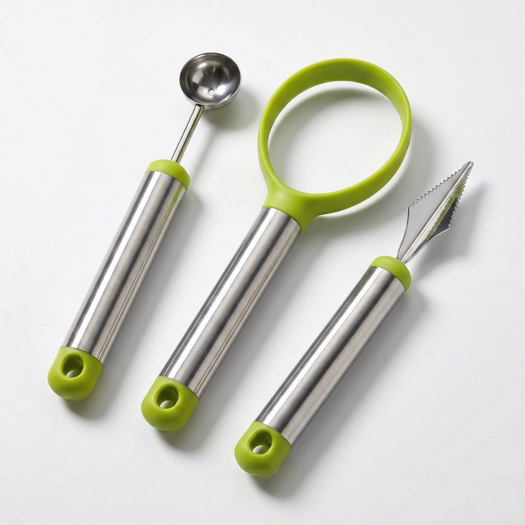 Fremgard 3-Piece Fruit Cutter & Melon Baller Set – Stainless Steel Kitchen Tool