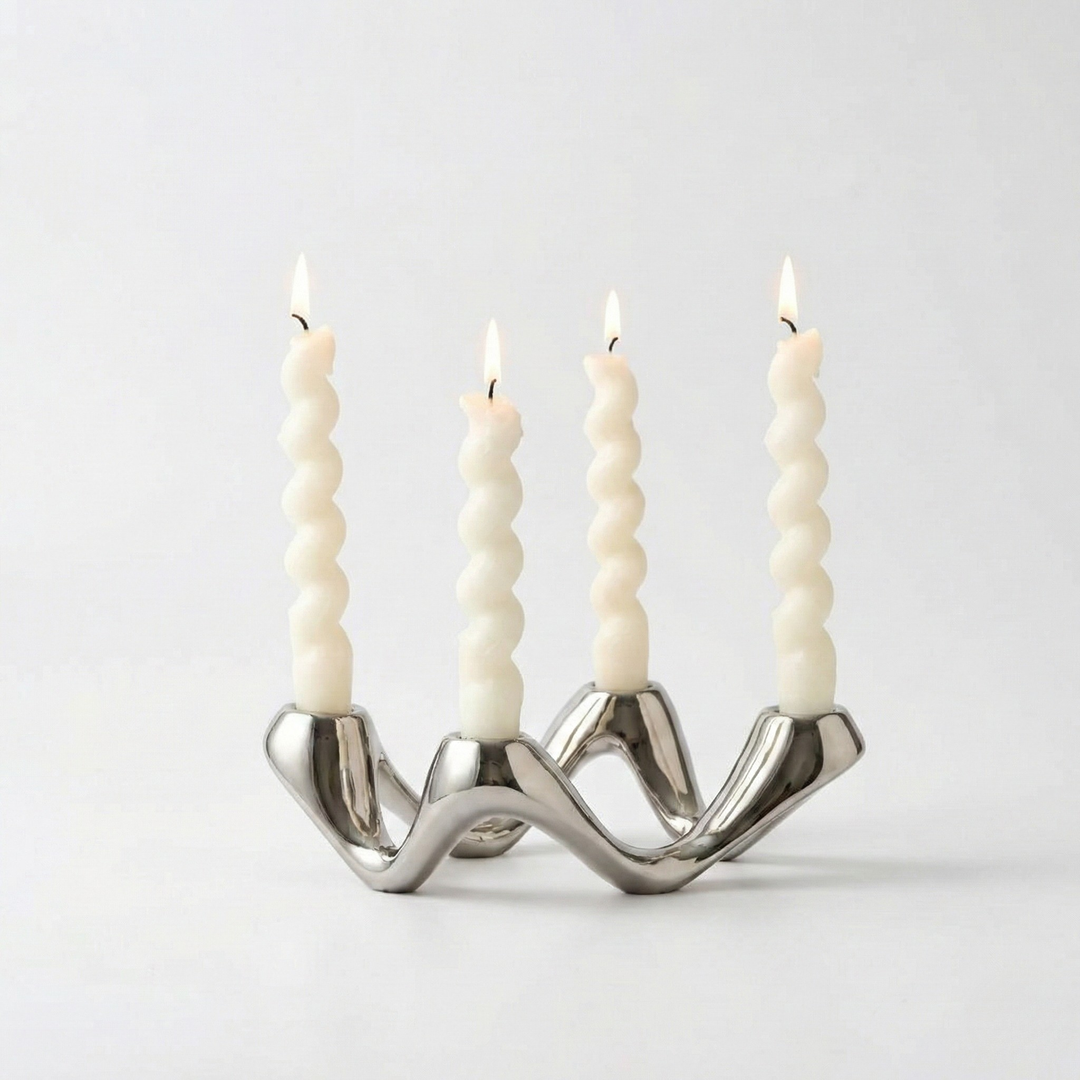 Fremgard Cosmic Ripple Ceramic Candle Holder – Modern Sculptural Candelabra