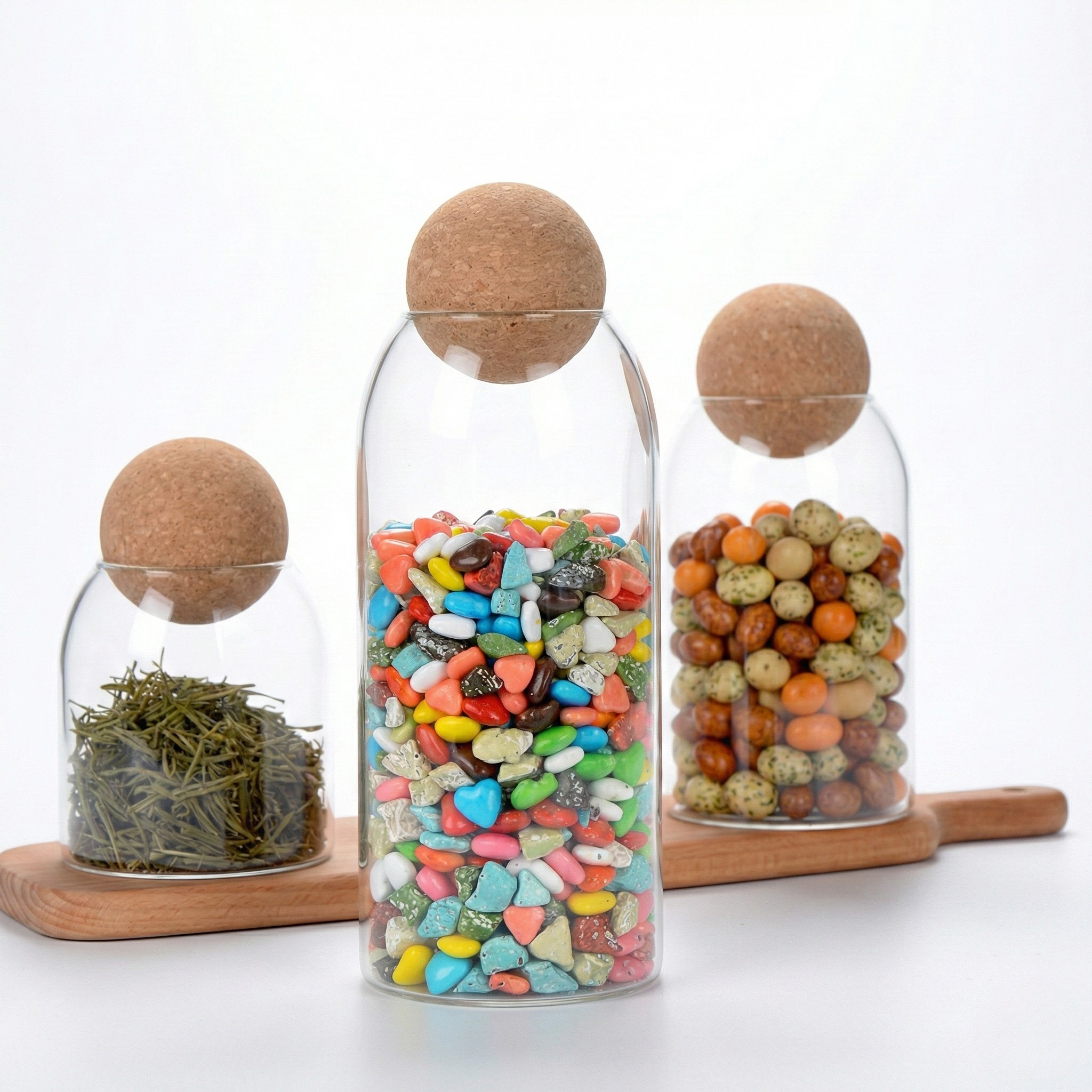 Fremgard 3-Pack Glass Storage Containers with Cork Lids
