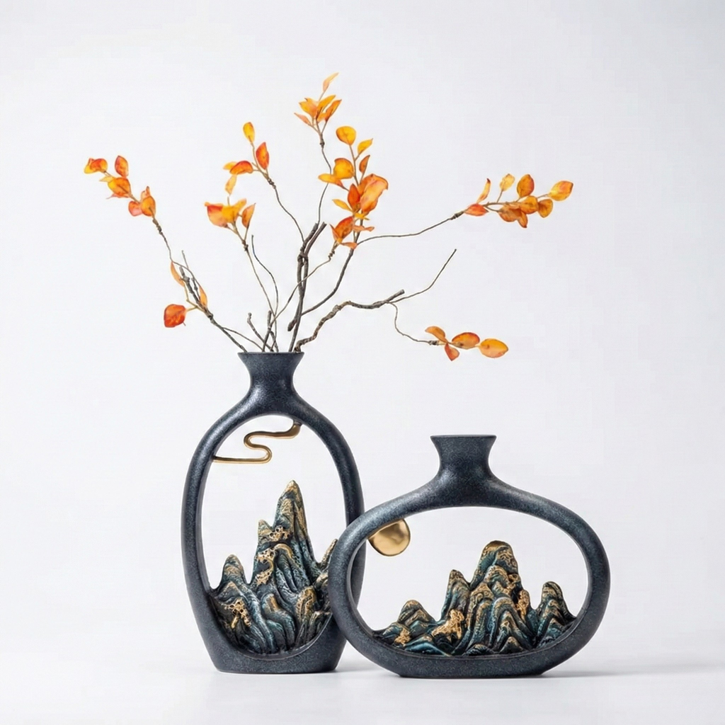 Fremgard TranquilPeak Ceramic Mountain Landscape Vase